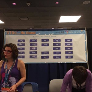 myLAB Box co-founders, Lora Ivanova and Ursula Hessenflow teach the crowd through STD Jeopardy.